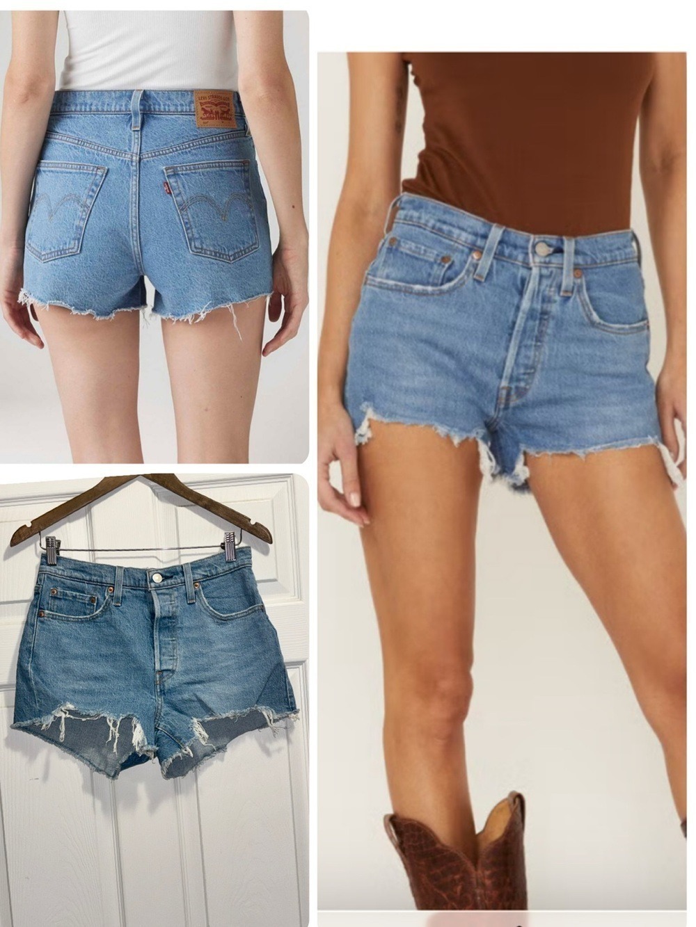 Levis 501 Distressed Jean Shorts Denim Frayed Hem Size 27
